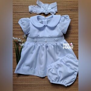 Adorable White Baby Dress Set